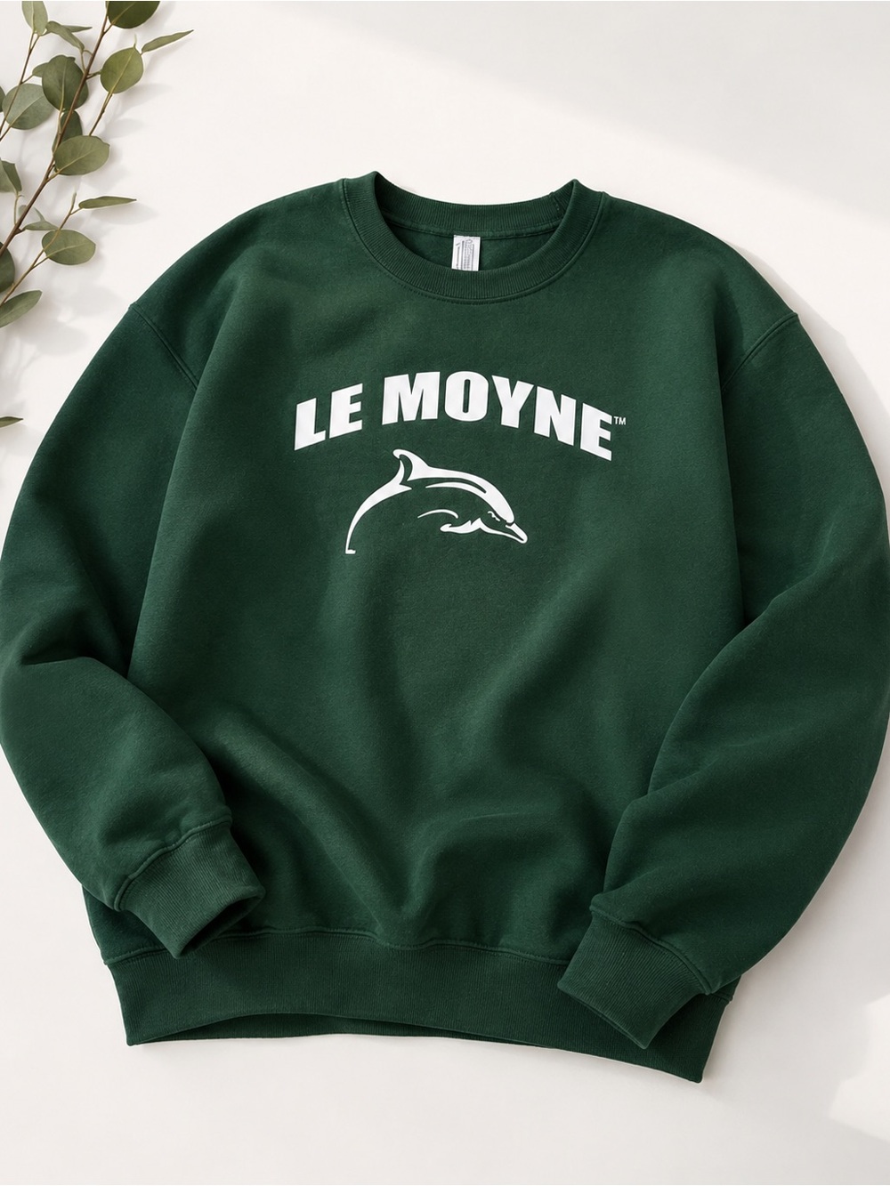 Jerzees Forest Green Crewneck Sweatshirt with White Le Moyne Graphic